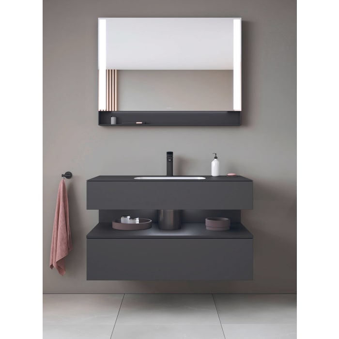 Duravit Qatego Einbauwaschtisch mit Konsolenwaschtischunterbau 100 x 60 cm, 1 Auszug, mit LED Beleuchtung