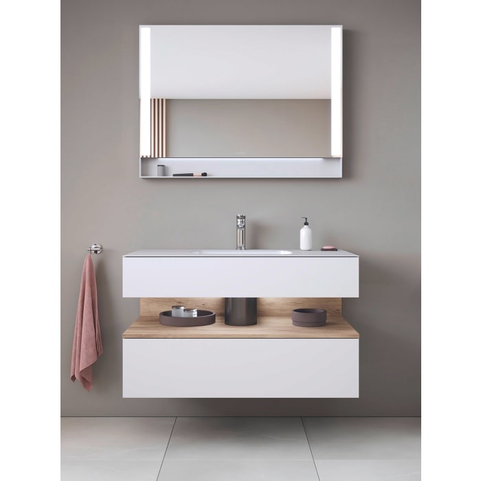 Duravit Qatego Einbauwaschtisch mit Konsolenwaschtischunterbau 100 x 60 cm, 1 Auszug, mit LED Beleuchtung
