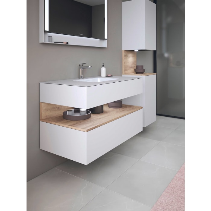 Duravit Qatego Einbauwaschtisch mit Konsolenwaschtischunterbau 80 x 60 cm, 1 Auszug, mit LED Beleuchtung