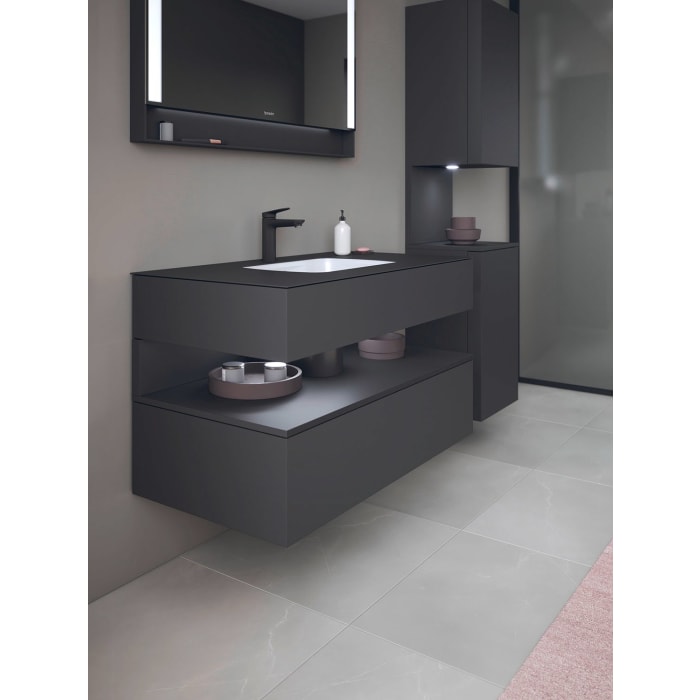 Duravit Qatego Einbauwaschtisch mit Konsolenwaschtischunterbau 100 x 60 cm, 1 Auszug, mit LED Beleuchtung