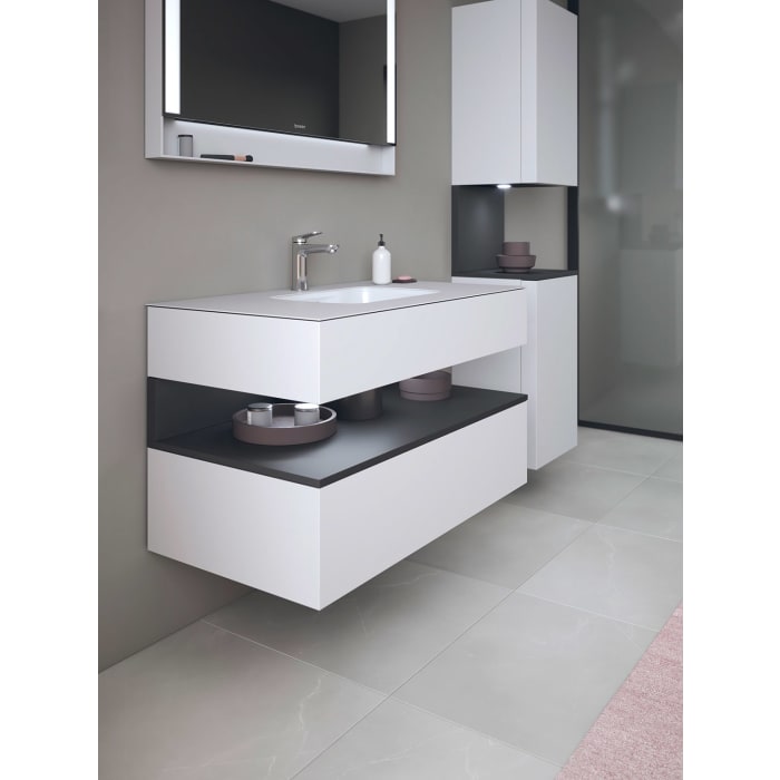 Duravit Qatego Einbauwaschtisch mit Konsolenwaschtischunterbau 120 x 60 cm, 1 Auszug, mit LED Beleuchtung