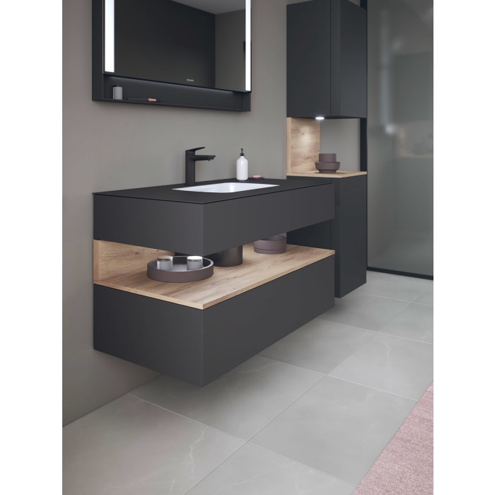 Duravit Qatego Einbauwaschtisch mit Konsolenwaschtischunterbau 120 x 60 cm, 1 Auszug, mit LED Beleuchtung