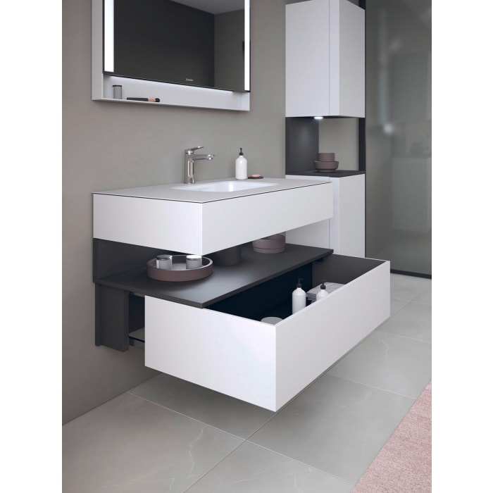 Duravit Qatego Einbauwaschtisch mit Konsolenwaschtischunterbau 80 x 60 cm, 1 Auszug, mit LED Beleuchtung