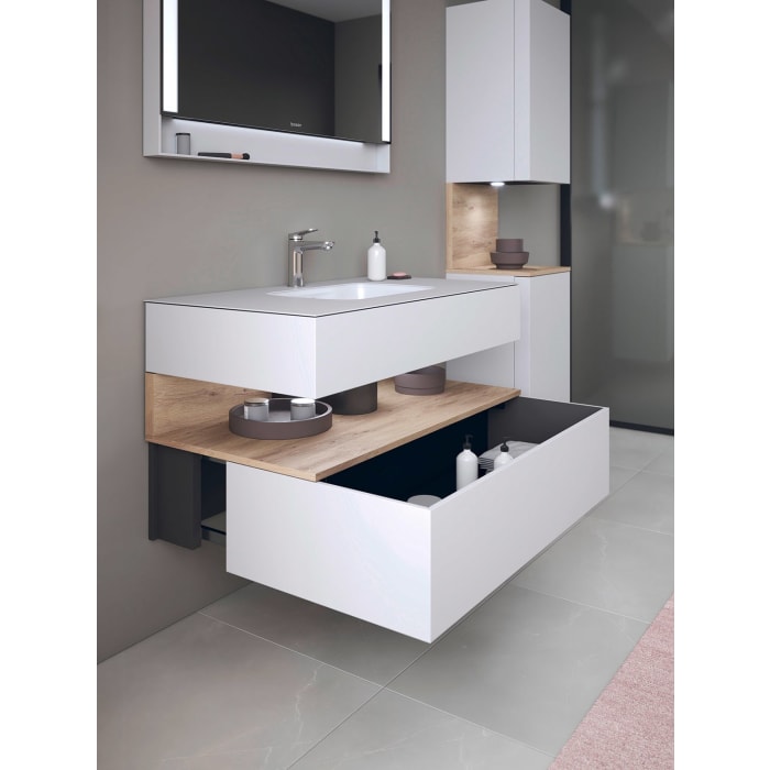 Duravit Qatego Einbauwaschtisch mit Konsolenwaschtischunterbau 80 x 60 cm, 1 Auszug, mit LED Beleuchtung
