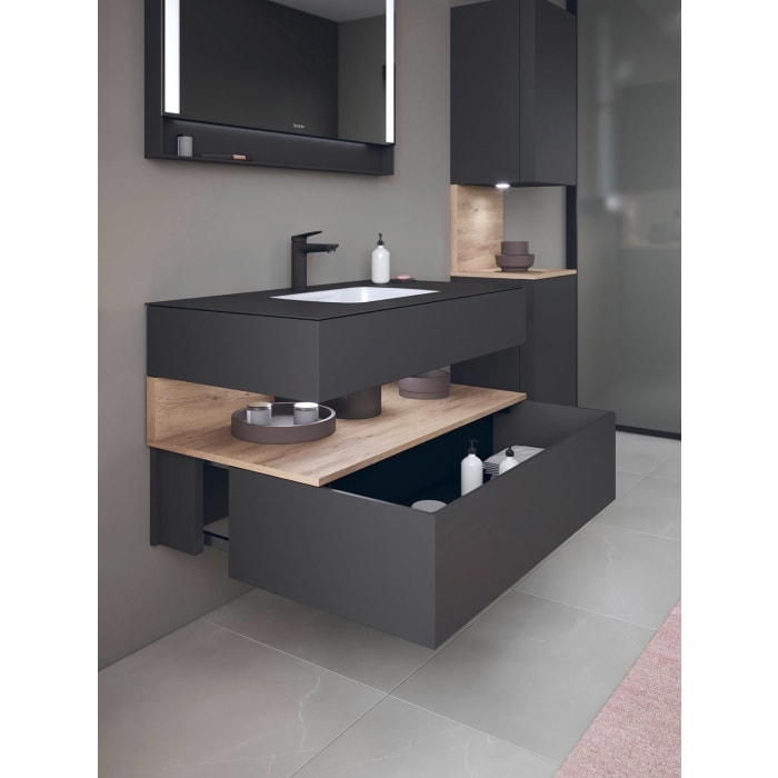 Duravit Qatego Einbauwaschtisch mit Konsolenwaschtischunterbau 120 x 60 cm, 1 Auszug, mit LED Beleuchtung