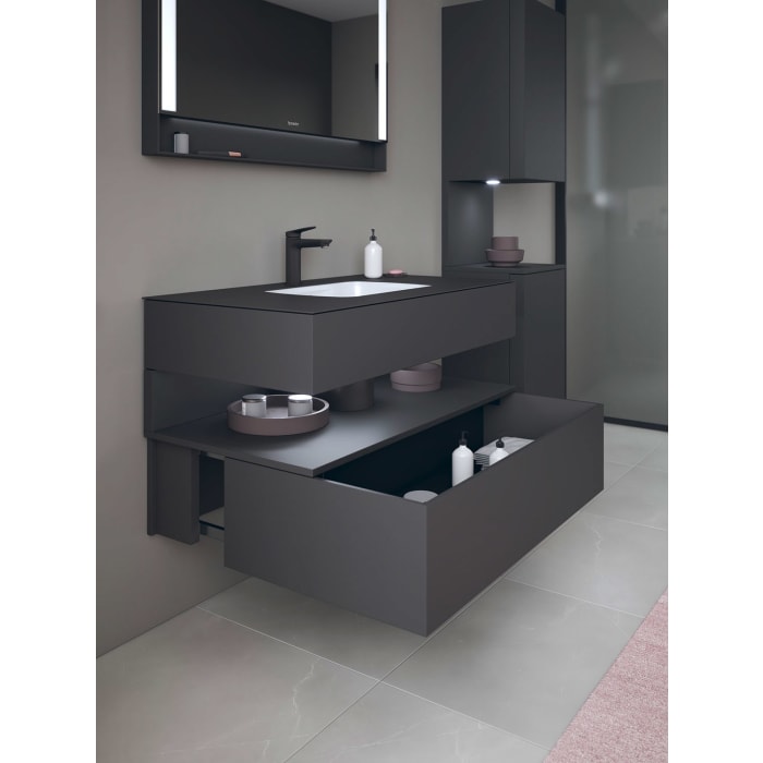 Duravit Qatego Einbauwaschtisch mit Konsolenwaschtischunterbau 120 x 60 cm, 1 Auszug, mit LED Beleuchtung