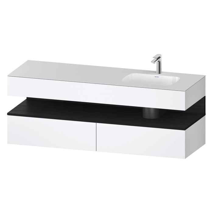 Duravit Qatego Einbauwaschtisch rechts mit Konsolenwaschtischunterbau 160 x 60 cm, 1 Auszug