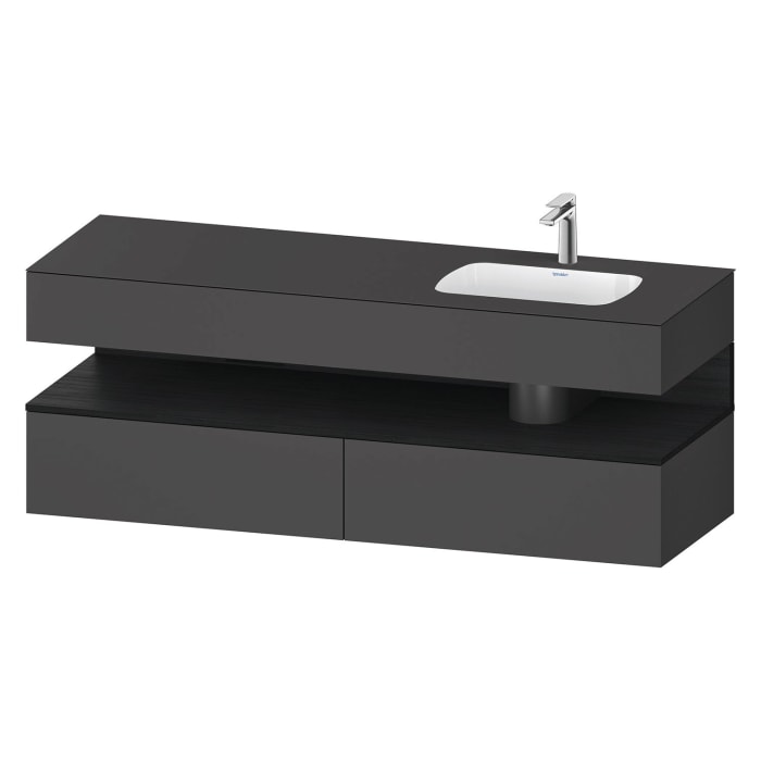 Duravit Qatego Einbauwaschtisch rechts mit Konsolenwaschtischunterbau 160 x 60 cm, 1 Auszug, mit LED Beleuchtung