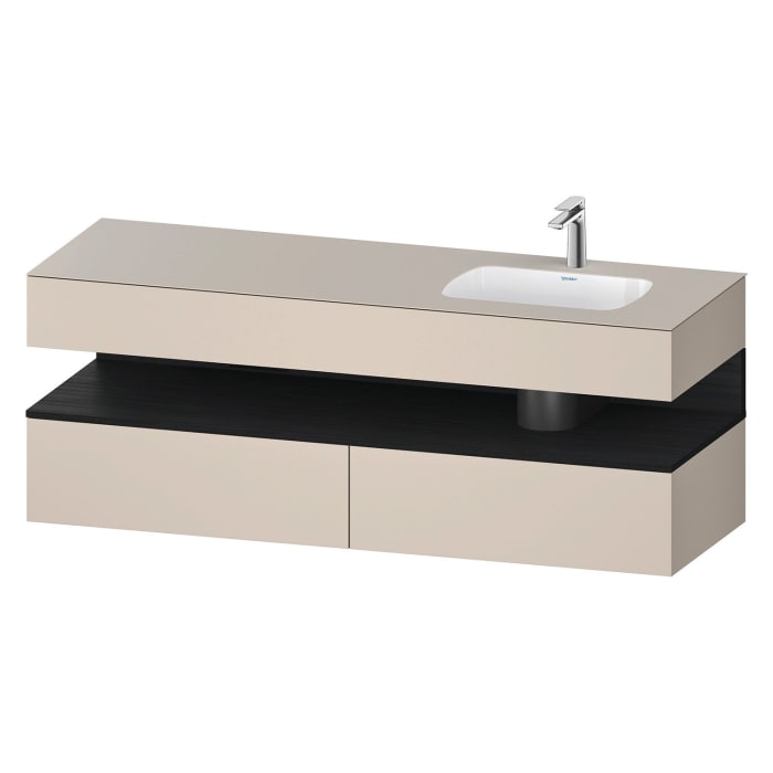 Duravit Qatego Einbauwaschtisch rechts mit Konsolenwaschtischunterbau 160 x 60 cm, 1 Auszug