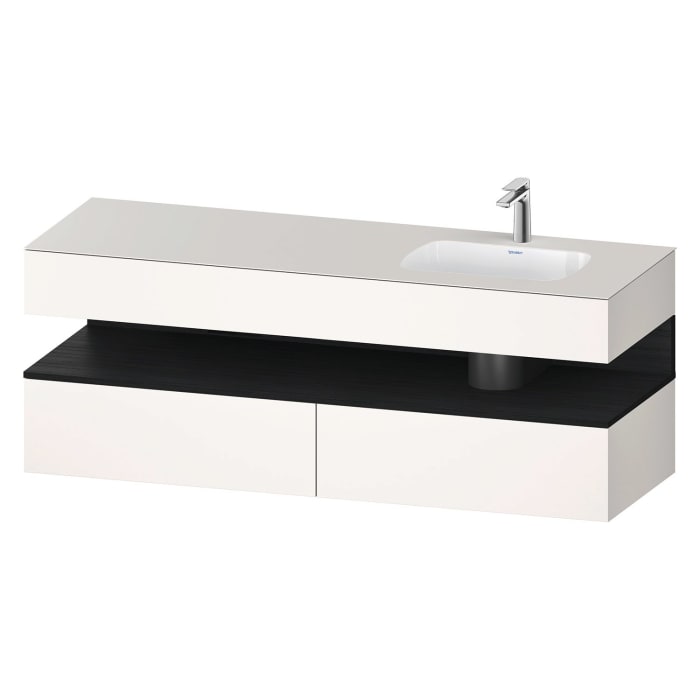 Duravit Qatego Einbauwaschtisch rechts mit Konsolenwaschtischunterbau 160 x 60 cm, 1 Auszug, mit LED Beleuchtung