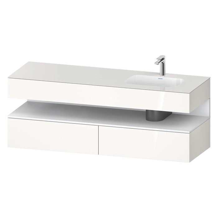 Duravit Qatego Einbauwaschtisch rechts mit Konsolenwaschtischunterbau 160 x 60 cm, 1 Auszug