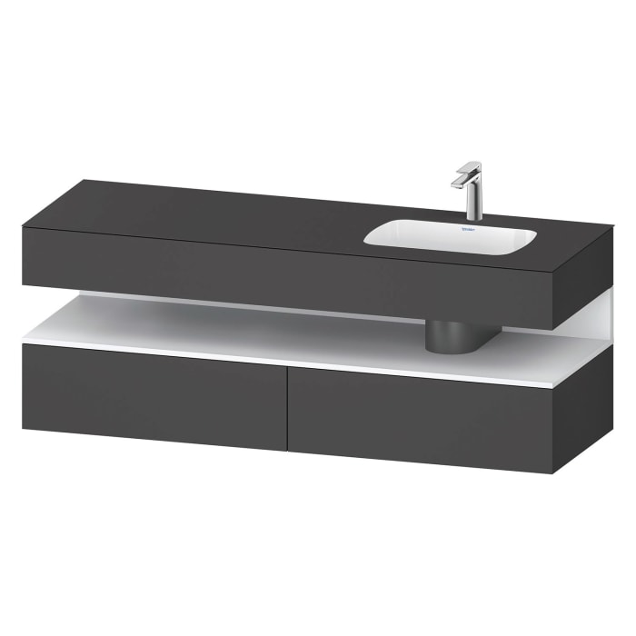 Duravit Qatego Einbauwaschtisch rechts mit Konsolenwaschtischunterbau 160 x 60 cm, 1 Auszug