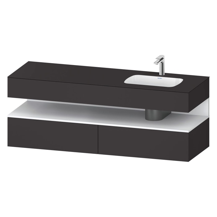 Duravit Qatego Einbauwaschtisch rechts mit Konsolenwaschtischunterbau 160 x 60 cm, 1 Auszug, mit LED Beleuchtung