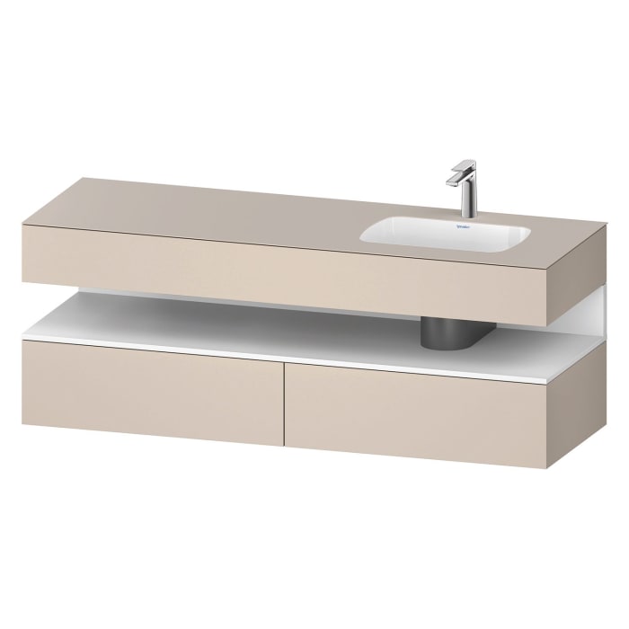 Duravit Qatego Einbauwaschtisch rechts mit Konsolenwaschtischunterbau 160 x 60 cm, 1 Auszug