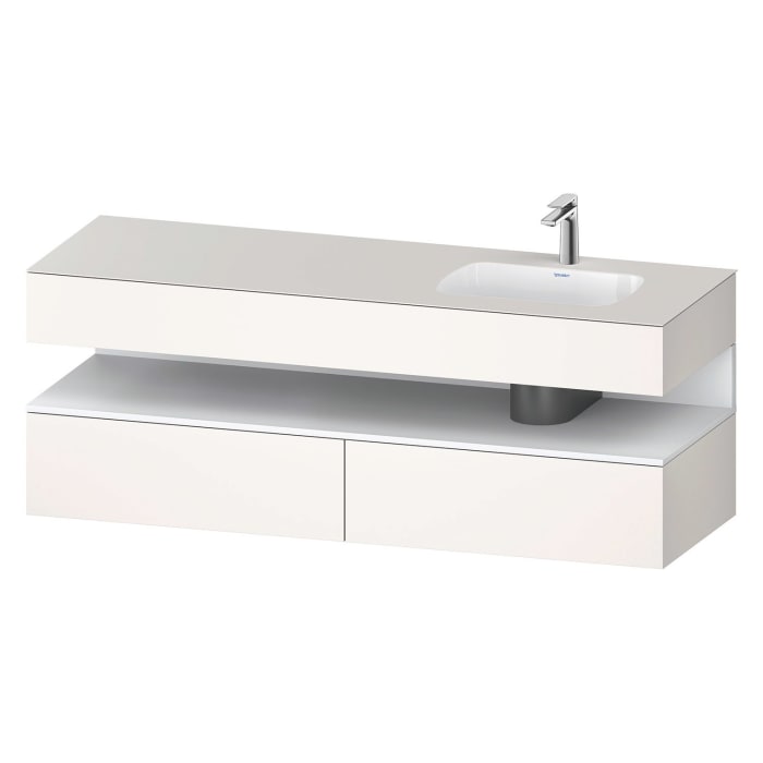 Duravit Qatego Einbauwaschtisch rechts mit Konsolenwaschtischunterbau 160 x 60 cm, 1 Auszug, mit LED Beleuchtung