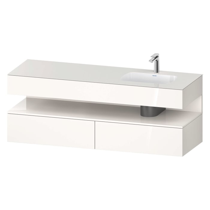 Duravit Qatego Einbauwaschtisch rechts mit Konsolenwaschtischunterbau 160 x 60 cm, 1 Auszug, mit LED Beleuchtung