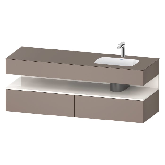 Duravit Qatego Einbauwaschtisch rechts mit Konsolenwaschtischunterbau 160 x 60 cm, 1 Auszug