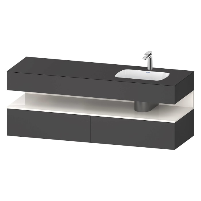 Duravit Qatego Einbauwaschtisch rechts mit Konsolenwaschtischunterbau 160 x 60 cm, 1 Auszug