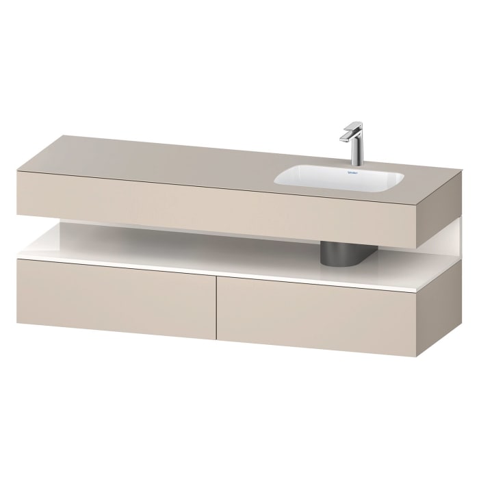 Duravit Qatego Einbauwaschtisch rechts mit Konsolenwaschtischunterbau 160 x 60 cm, 1 Auszug