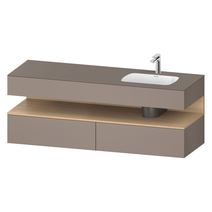 Duravit Qatego Einbauwaschtisch rechts mit Konsolenwaschtischunterbau 160 x 60 cm, 1 Auszug, mit LED Beleuchtung