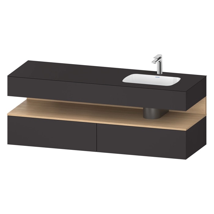 Duravit Qatego Einbauwaschtisch rechts mit Konsolenwaschtischunterbau 160 x 60 cm, 1 Auszug