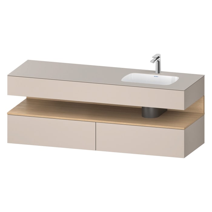 Duravit Qatego Einbauwaschtisch rechts mit Konsolenwaschtischunterbau 160 x 60 cm, 1 Auszug