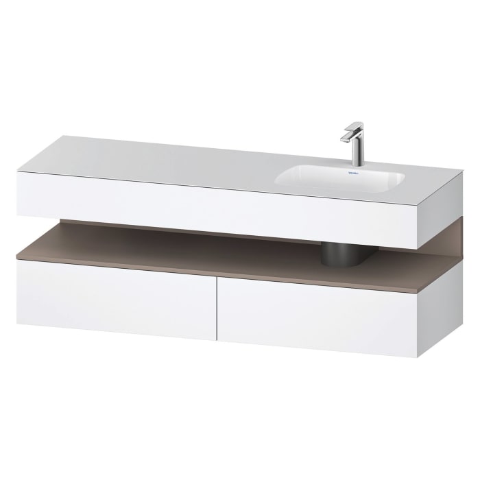 Duravit Qatego Einbauwaschtisch rechts mit Konsolenwaschtischunterbau 160 x 60 cm, 1 Auszug