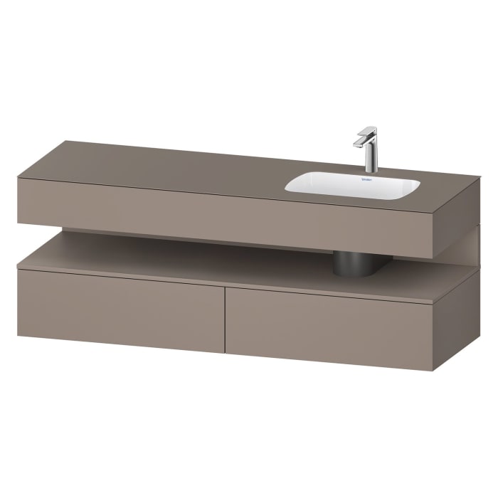 Duravit Qatego Einbauwaschtisch rechts mit Konsolenwaschtischunterbau 160 x 60 cm, 1 Auszug, mit LED Beleuchtung