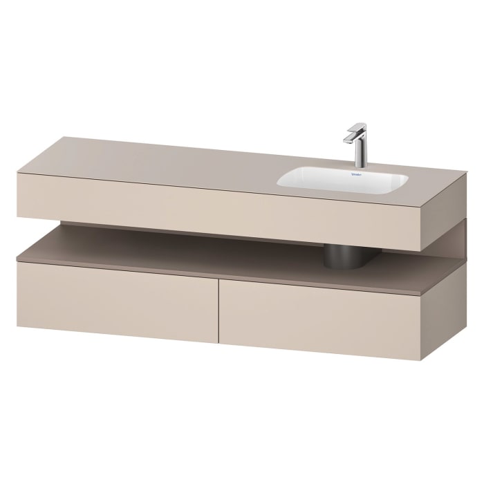 Duravit Qatego Einbauwaschtisch rechts mit Konsolenwaschtischunterbau 160 x 60 cm, 1 Auszug, mit LED Beleuchtung