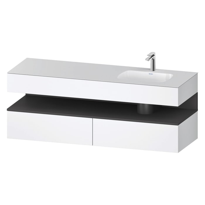 Duravit Qatego Einbauwaschtisch rechts mit Konsolenwaschtischunterbau 160 x 60 cm, 1 Auszug