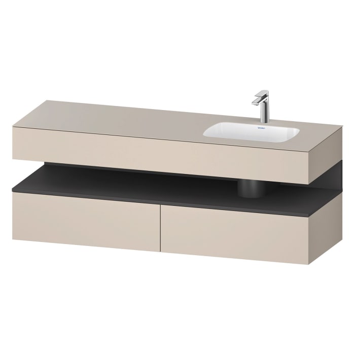 Duravit Qatego Einbauwaschtisch rechts mit Konsolenwaschtischunterbau 160 x 60 cm, 1 Auszug