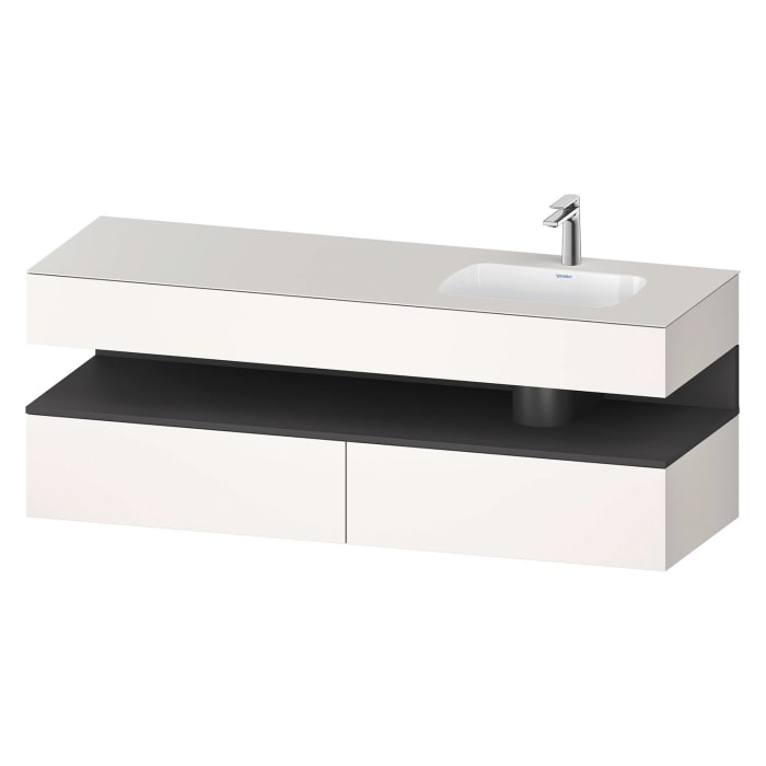 Duravit Qatego Einbauwaschtisch rechts mit Konsolenwaschtischunterbau 160 x 60 cm, 1 Auszug