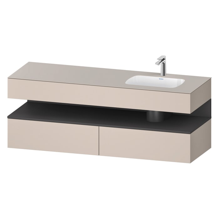 Duravit Qatego Einbauwaschtisch rechts mit Konsolenwaschtischunterbau 160 x 60 cm, 1 Auszug