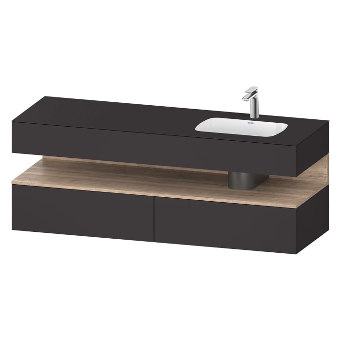 Duravit Qatego Einbauwaschtisch rechts mit Konsolenwaschtischunterbau 160 x 60 cm, 1 Auszug