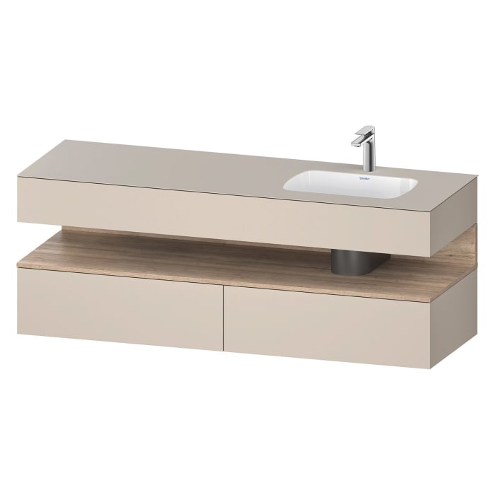 Duravit Qatego Einbauwaschtisch rechts mit Konsolenwaschtischunterbau 160 x 60 cm, 1 Auszug