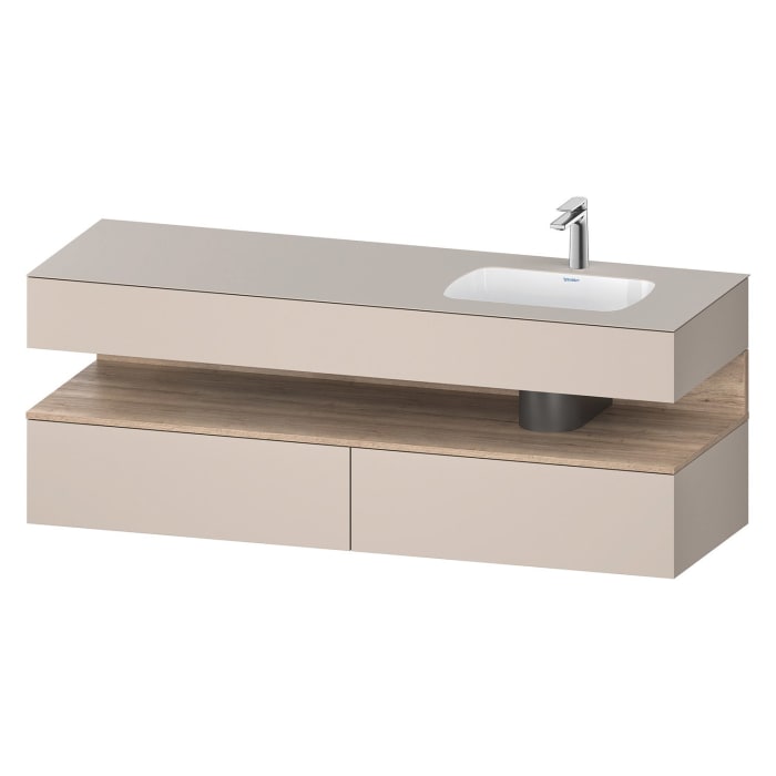 Duravit Qatego Einbauwaschtisch rechts mit Konsolenwaschtischunterbau 160 x 60 cm, 1 Auszug