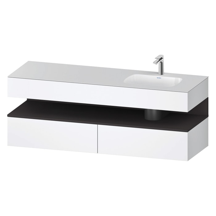 Duravit Qatego Einbauwaschtisch rechts mit Konsolenwaschtischunterbau 160 x 60 cm, 1 Auszug, mit LED Beleuchtung