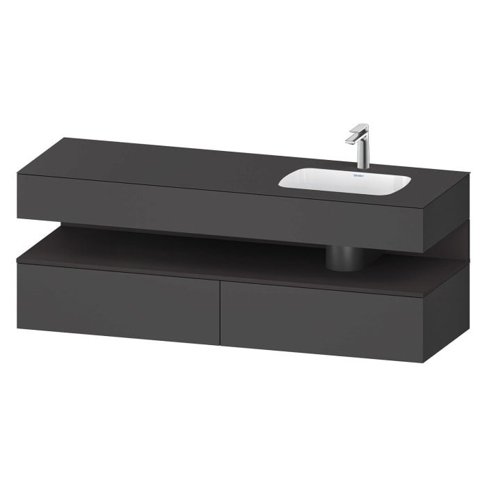 Duravit Qatego Einbauwaschtisch rechts mit Konsolenwaschtischunterbau 160 x 60 cm, 1 Auszug