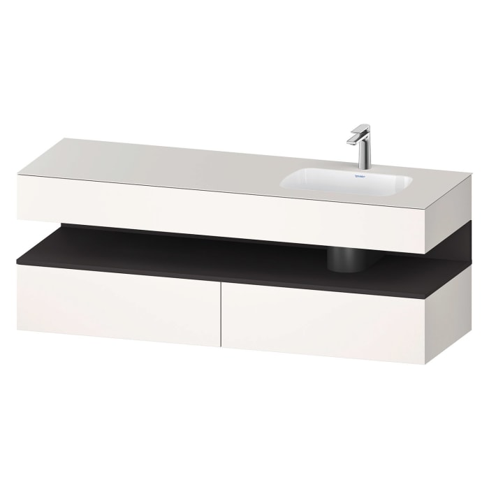 Duravit Qatego Einbauwaschtisch rechts mit Konsolenwaschtischunterbau 160 x 60 cm, 1 Auszug, mit LED Beleuchtung
