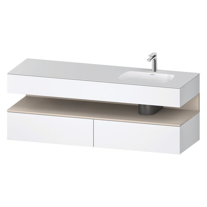 Duravit Qatego Einbauwaschtisch rechts mit Konsolenwaschtischunterbau 160 x 60 cm, 1 Auszug, mit LED Beleuchtung
