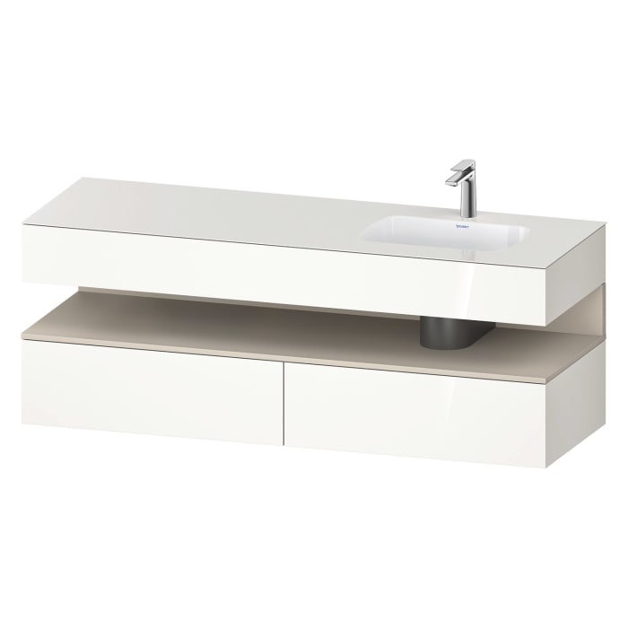 Duravit Qatego Einbauwaschtisch rechts mit Konsolenwaschtischunterbau 160 x 60 cm, 1 Auszug, mit LED Beleuchtung