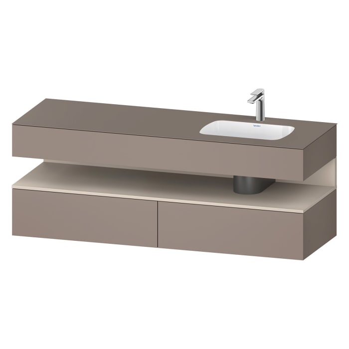 Duravit Qatego Einbauwaschtisch rechts mit Konsolenwaschtischunterbau 160 x 60 cm, 1 Auszug
