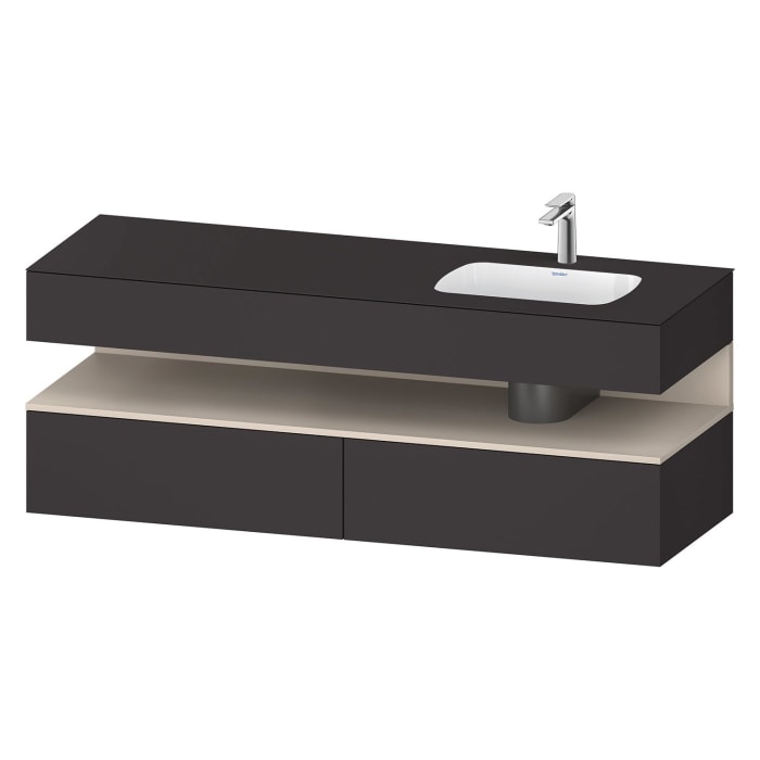 Duravit Qatego Einbauwaschtisch rechts mit Konsolenwaschtischunterbau 160 x 60 cm, 1 Auszug, mit LED Beleuchtung