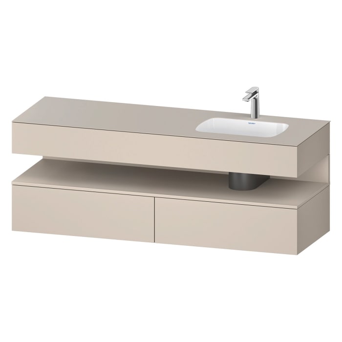 Duravit Qatego Einbauwaschtisch rechts mit Konsolenwaschtischunterbau 160 x 60 cm, 1 Auszug