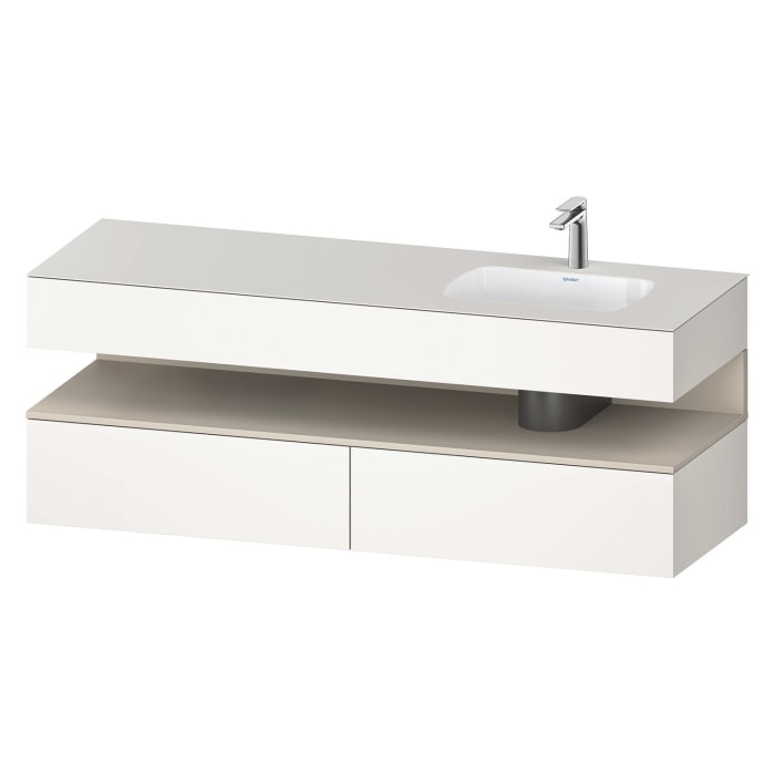 Duravit Qatego Einbauwaschtisch rechts mit Konsolenwaschtischunterbau 160 x 60 cm, 1 Auszug, mit LED Beleuchtung