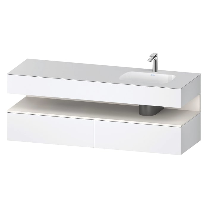 Duravit Qatego Einbauwaschtisch rechts mit Konsolenwaschtischunterbau 160 x 60 cm, 1 Auszug