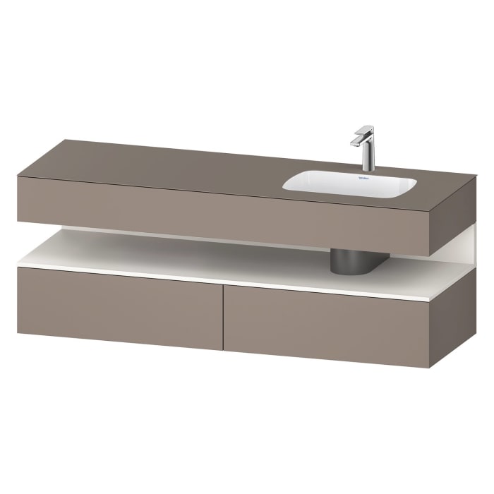 Duravit Qatego Einbauwaschtisch rechts mit Konsolenwaschtischunterbau 160 x 60 cm, 1 Auszug, mit LED Beleuchtung