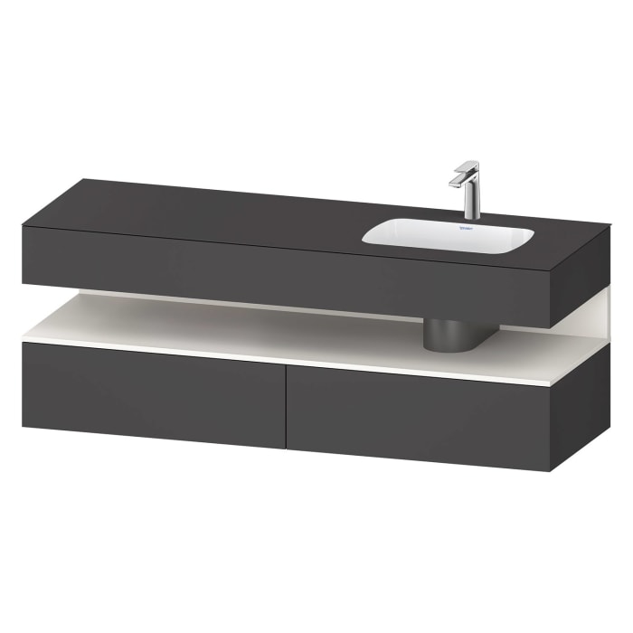Duravit Qatego Einbauwaschtisch rechts mit Konsolenwaschtischunterbau 160 x 60 cm, 1 Auszug