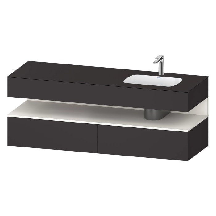 Duravit Qatego Einbauwaschtisch rechts mit Konsolenwaschtischunterbau 160 x 60 cm, 1 Auszug, mit LED Beleuchtung