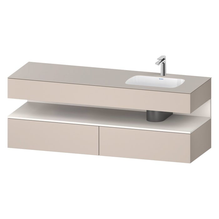 Duravit Qatego Einbauwaschtisch rechts mit Konsolenwaschtischunterbau 160 x 60 cm, 1 Auszug, mit LED Beleuchtung